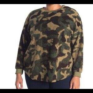 RXB sweater Camo Crew Neck Sweater SZ 1X plus size comfortable soft green camo